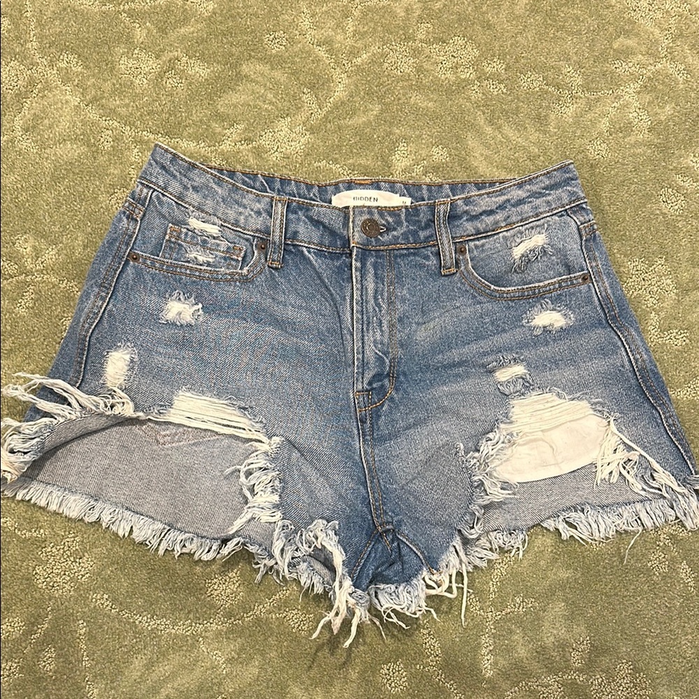 Hidden Jean- Frayed Jean Shorts